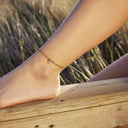 AMOR unisex anklet, rose gold-plated 925 sterling silver, heart motif, worn by model