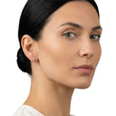 AMOR women's stud earrings, gold-plated 925 sterling silver, gold, white, worn by model