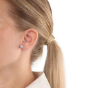 AMOR Ohrring (Ohrstecker) Damen, 925 Silber rhodiniert, Motiv Blume, Zirkonia weiß, Ansicht 2