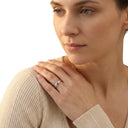 AMOR unisex ring, rhodium-plated 925 sterling silver, worn by model
