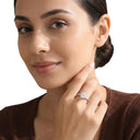 AMOR women's ring, rhodium-plated 925 sterling silver, worn by model