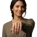 AMOR unisex ring, rhodium-plated 925 sterling silver, worn by model