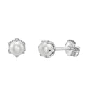 AMOR women's stud earrings, rhodium-plated 925 sterling silver, main image