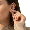 AMOR women's hoop earrings, rhodium-plated 925 sterling silver, view 2