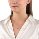 AMOR Schmuckset (Ohrring & Halskette) Damen, 925 Silber rhodiniert, Zirkonia dunkelblau, Ansicht 3