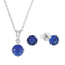 AMOR Schmuckset (Ohrring & Halskette) Damen, 925 Silber rhodiniert, Zirkonia dunkelblau, Hauptbild