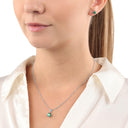 AMOR Schmuckset (Ohrring & Halskette) Damen, 925 Silber rhodiniert, Zirkonia grün, Ansicht 2