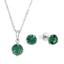 AMOR Schmuckset (Ohrring & Halskette) Damen, 925 Silber rhodiniert, Zirkonia grün, Hauptbild