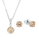AMOR Schmuckset (Ohrring & Halskette) Damen, 925 Silber rhodiniert, Zirkonia apricot, Hauptbild