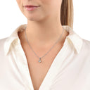 AMOR Schmuckset (Ohrring & Halskette) Damen, 925 Silber rhodiniert, Zirkonia apricot, am Model