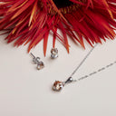 AMOR Schmuckset (Ohrring & Halskette) Damen, 925 Silber rhodiniert, Zirkonia apricot, Ansicht 6