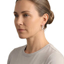 AMOR women's hoop earrings, rhodium-plated 925 sterling silver, worn by model