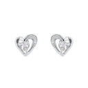 AMOR Ohrring (Ohrstecker) Damen, 925 Silber rhodiniert, Motiv Herz, Zirkonia weiß, Ansicht 3