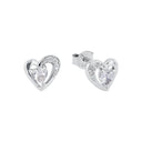 AMOR Ohrring (Ohrstecker) Damen, 925 Silber rhodiniert, Motiv Herz, Zirkonia weiß, Hauptbild