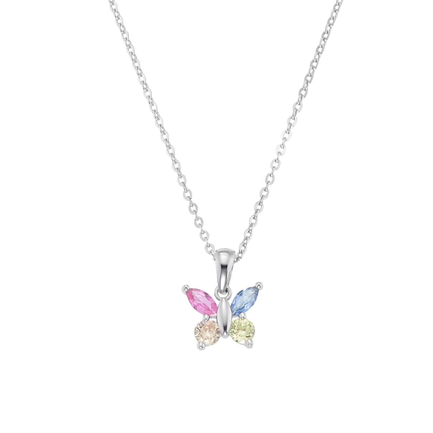 Yumilok 925 Sterling Silber Zirkonia Schmetterlinge Doppel Ineinander Verschlungen Herzen Anhänger Halskette für Damen Mädchen 