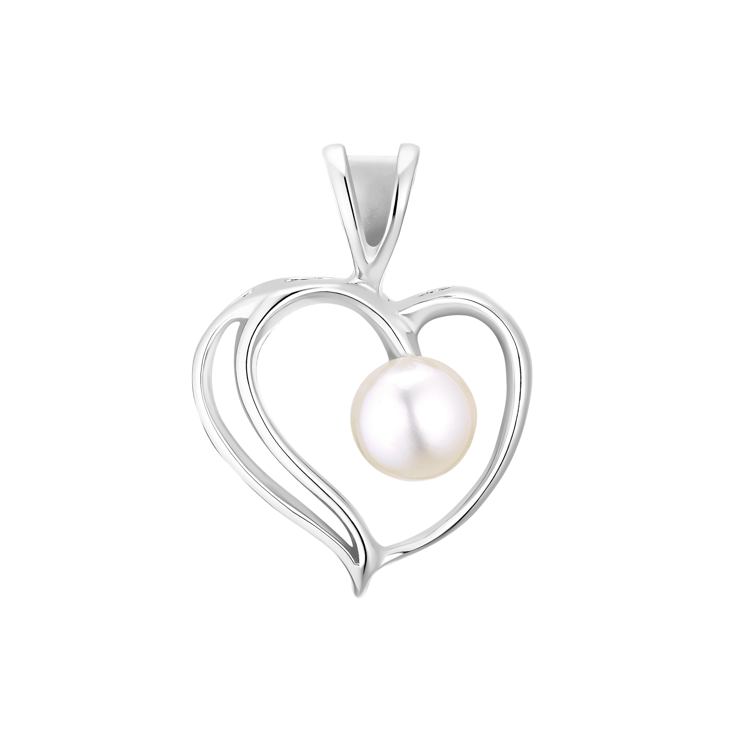 Motivanhänger für Damen, 925 Sterling Silber Perle | Herz