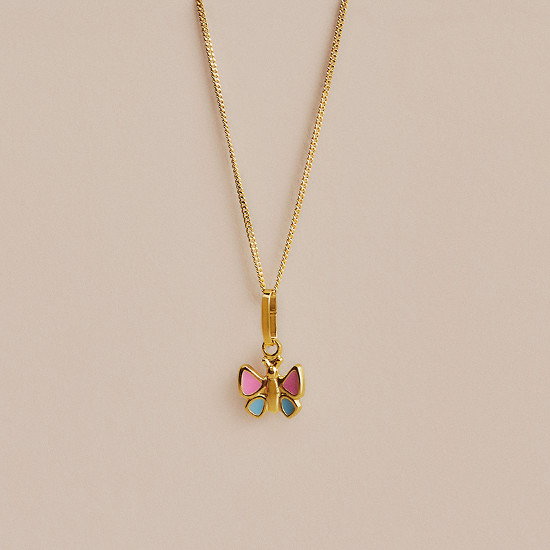 Mädchen-Halskette Gold mit Schmetterlings-Anhänger von Amor Echtschmuck