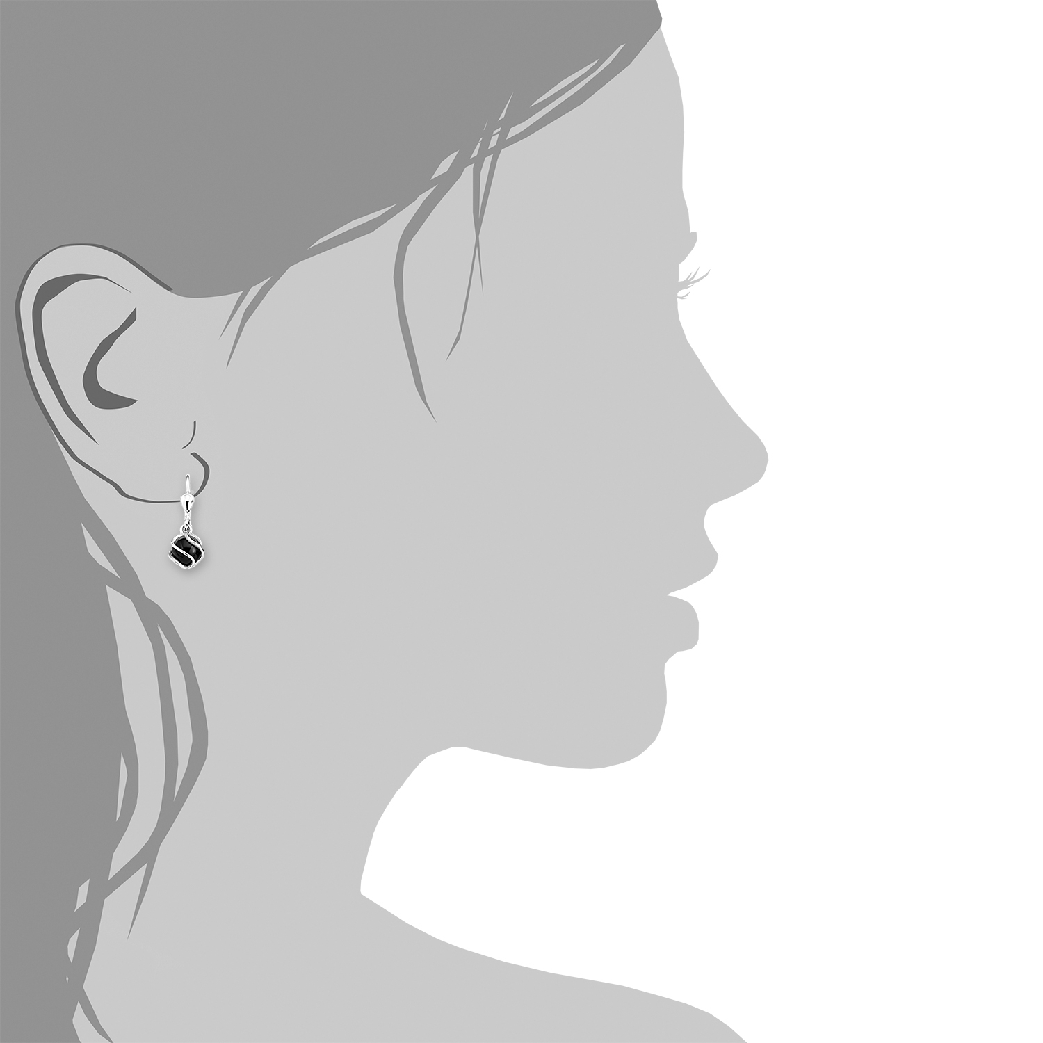 Ohrhänger für Damen, Sterling Silber 925, Onyx