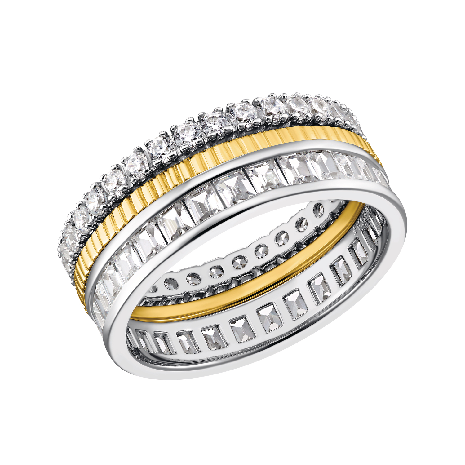 Ring für Damen, Sterling Silber 925 teilvergoldet, Zirkonia (synth.)