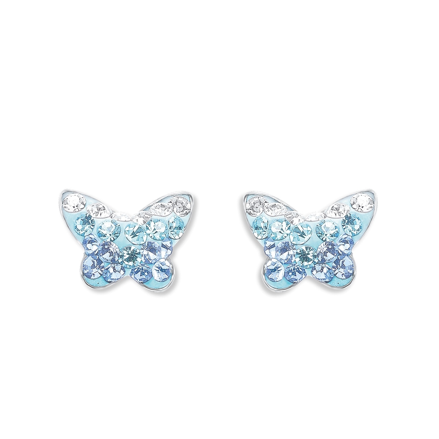 Ohrstecker für Mädchen, Sterling Silber 925, Preciosa Steine Schmetterling