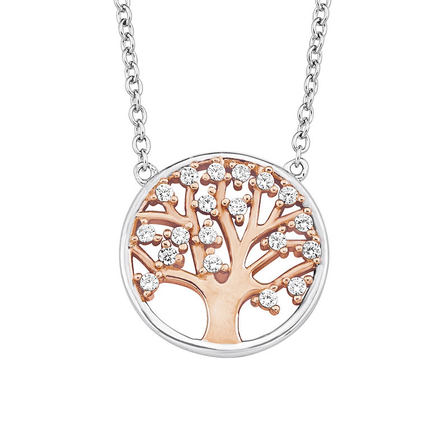 Damen Halskette Lebensbaum Anhänger Tree of Life 925 Sterling Silber Zirkonia 
