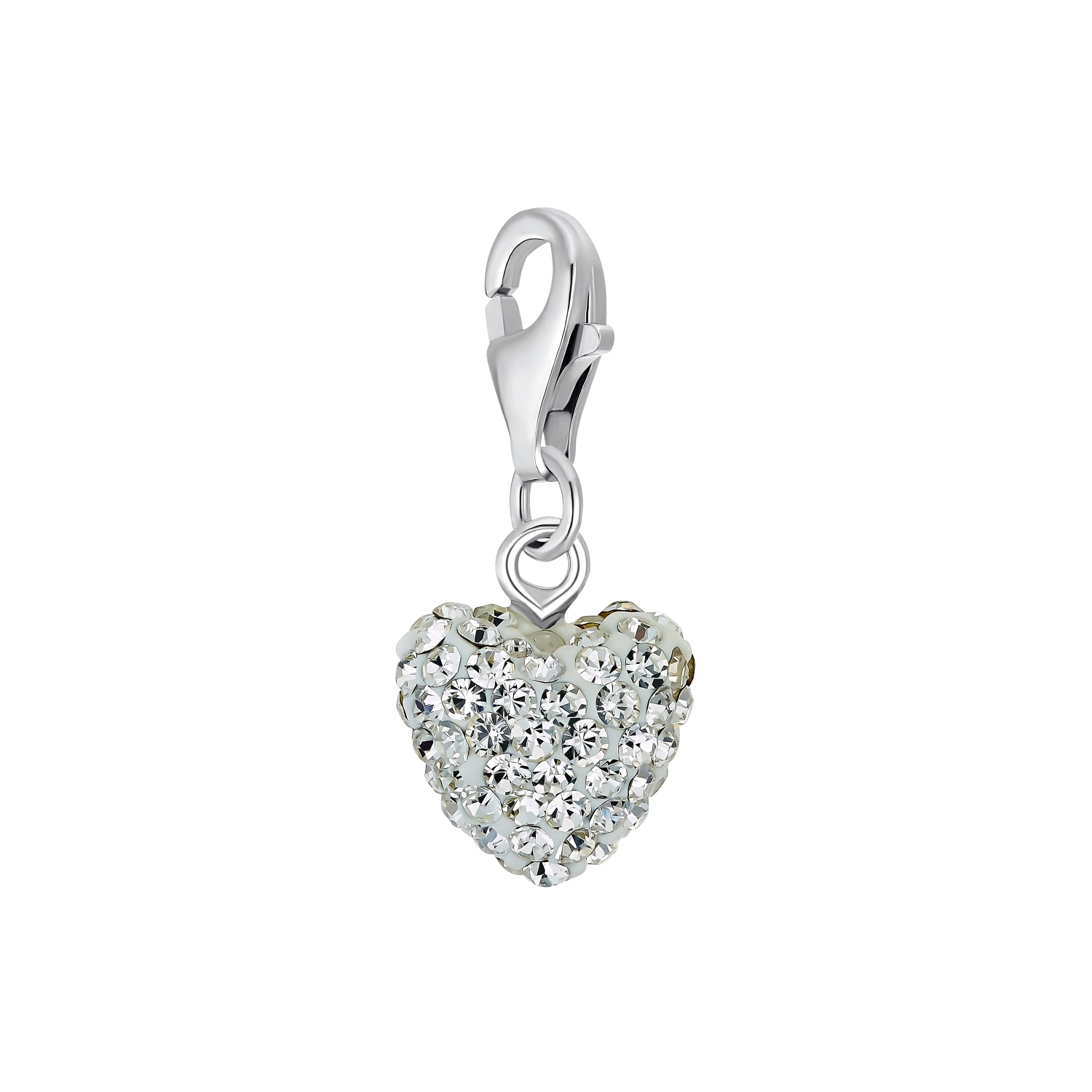 Charms für Damen, 925 Sterling  Silber  Kristallglas | Herz