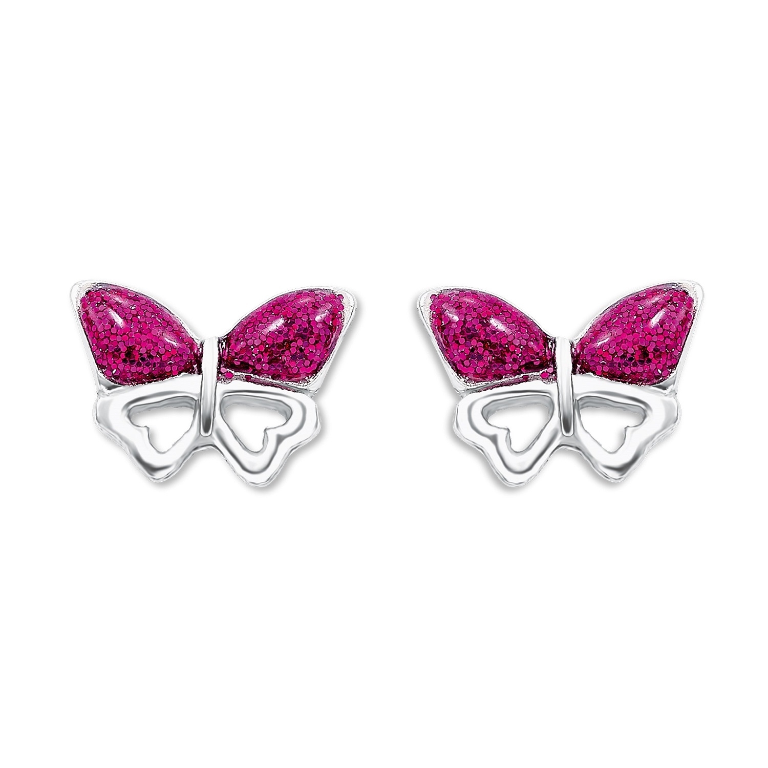 925 Silber Kinder Ohrringe Ohrstecker Schmetterling pink OK030 
