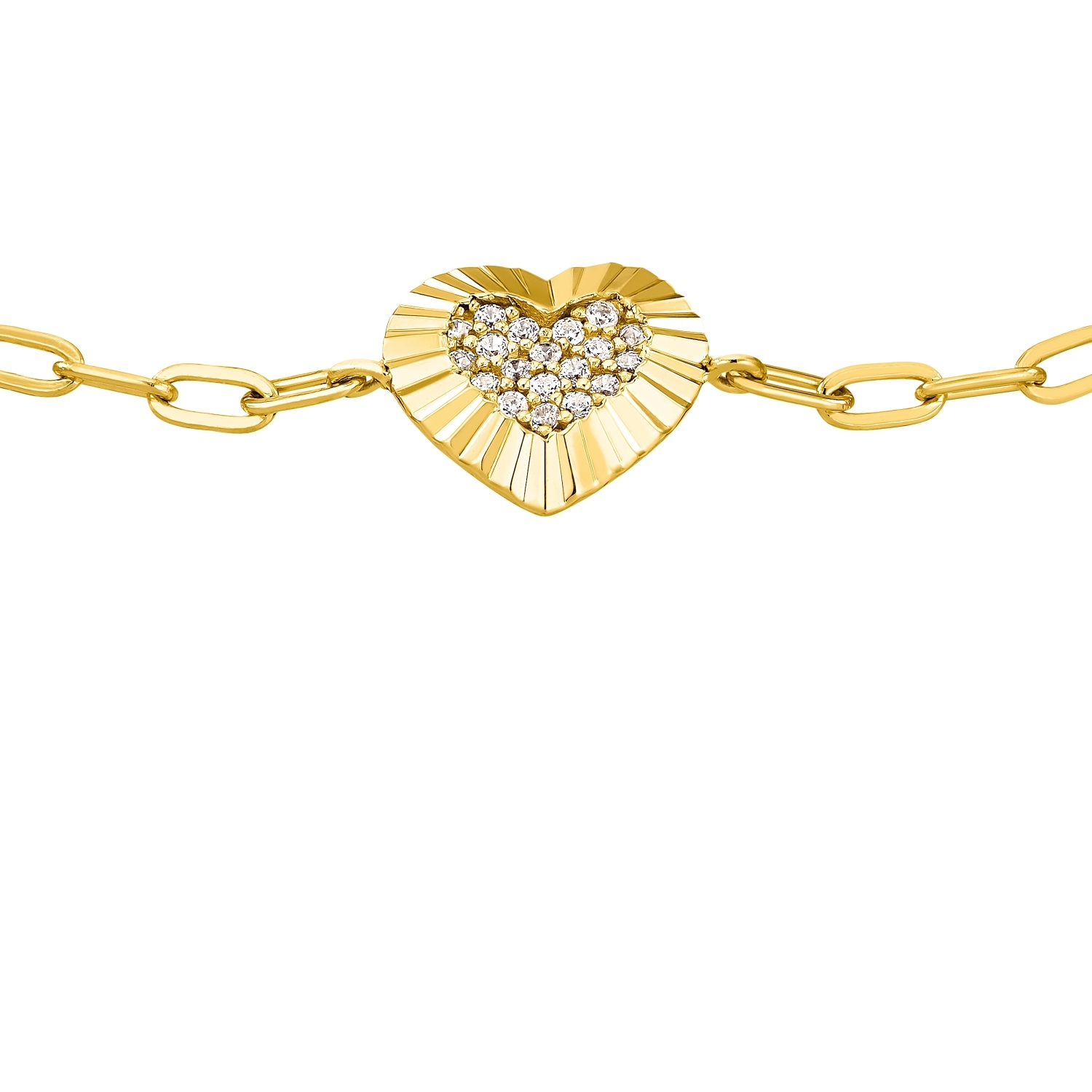 Armband für Damen, Sterling Silber 925 vergoldet, Zirkonia (synth.) | Herz