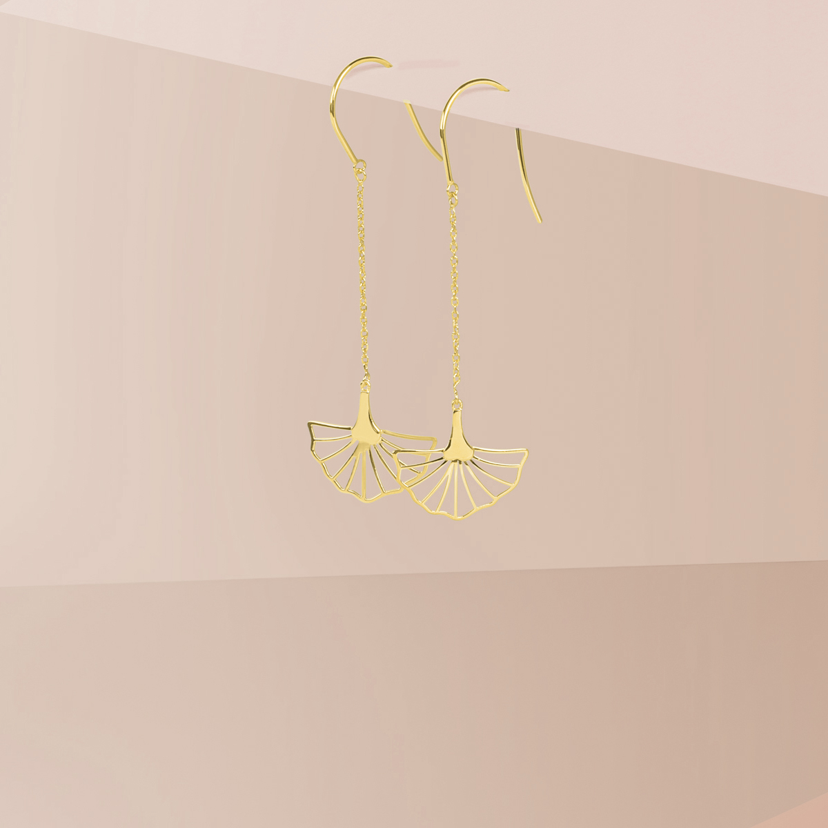 Damen-Ohrhänger Gold mit Gimkoblatt-Motiv von Amor Echtschmuck