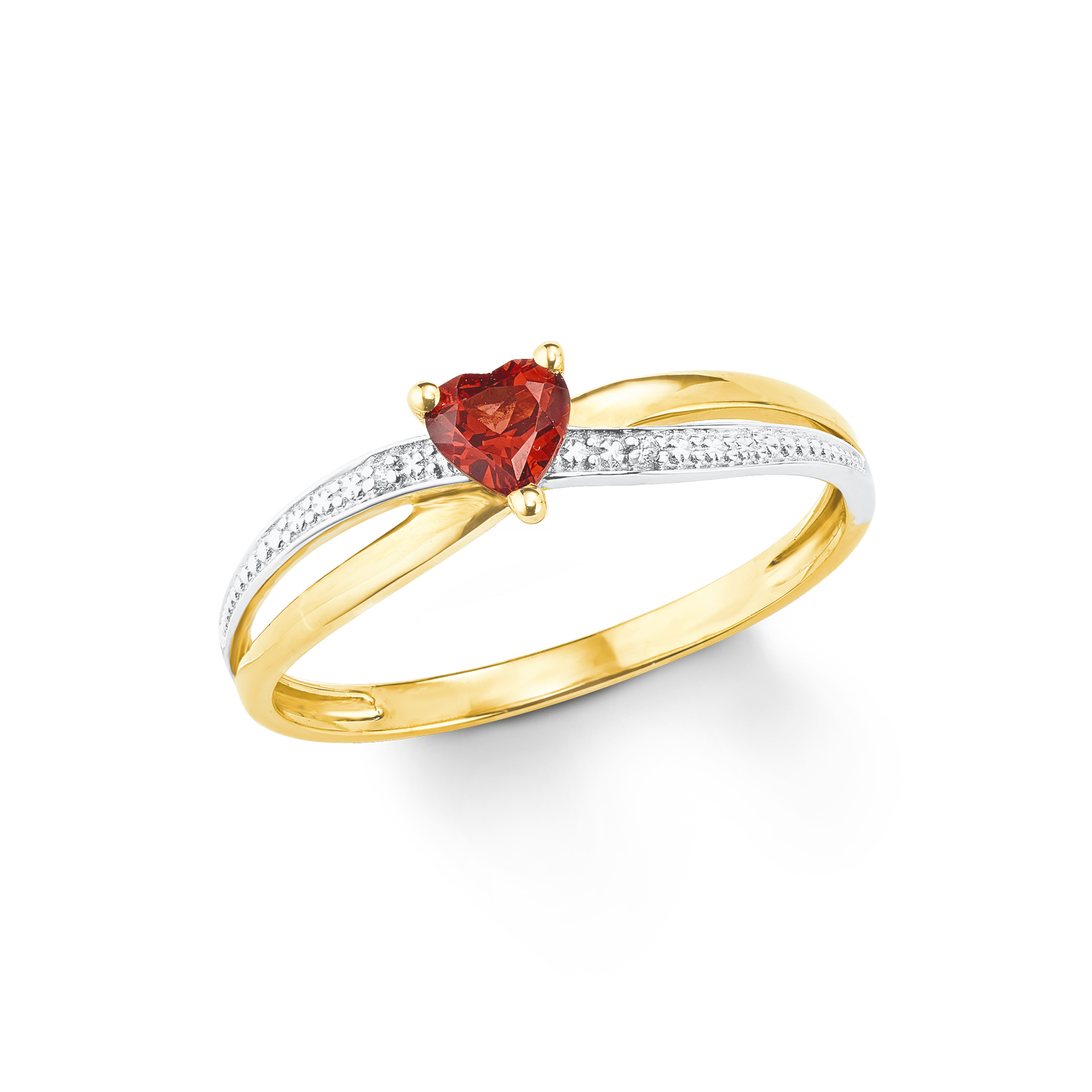 Ring für Damen, Gold 375, Granat Herz